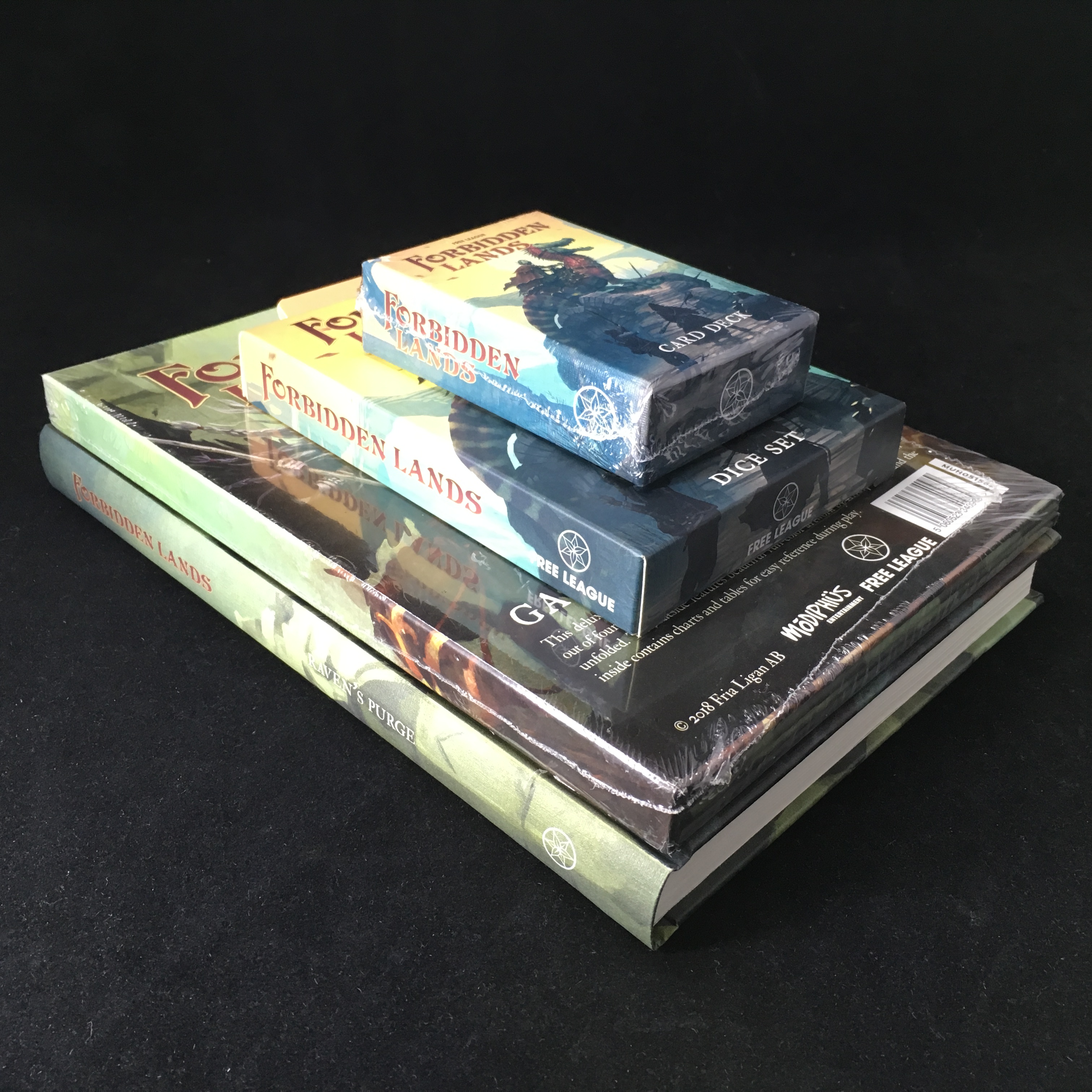 FORBIDDEN LANDS Lot: Raven's Purge Campaign Book, GM Screen, Card Deck ...