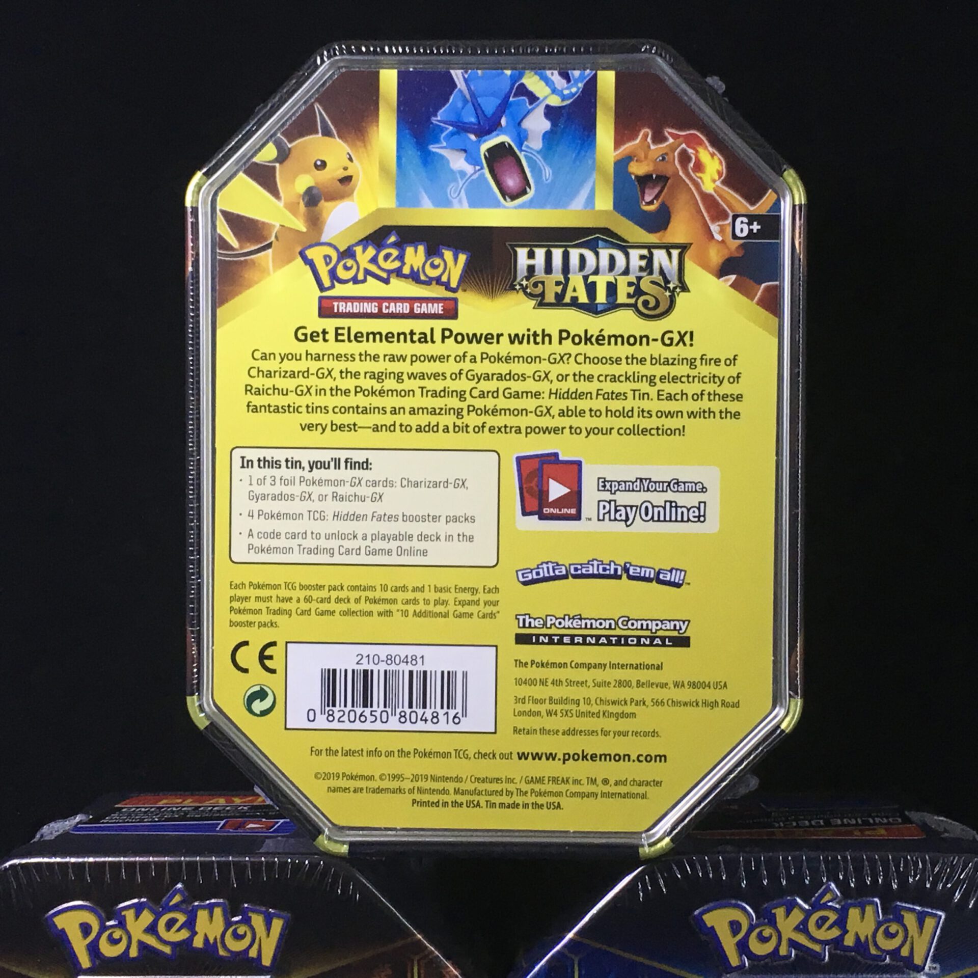  Pokemon SM11.5 Hidden Fates Gx Tin- Charizard + 1 of 3