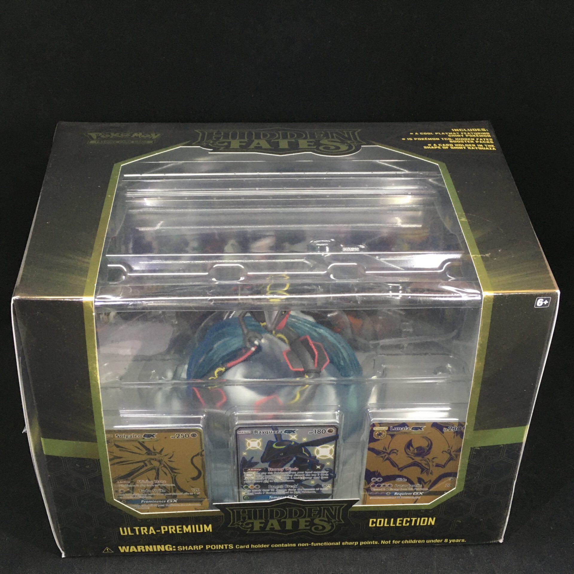 Pokemon Hidden Fates Premium Collection Shiny Rayquaza Figure & shiny GX  card!