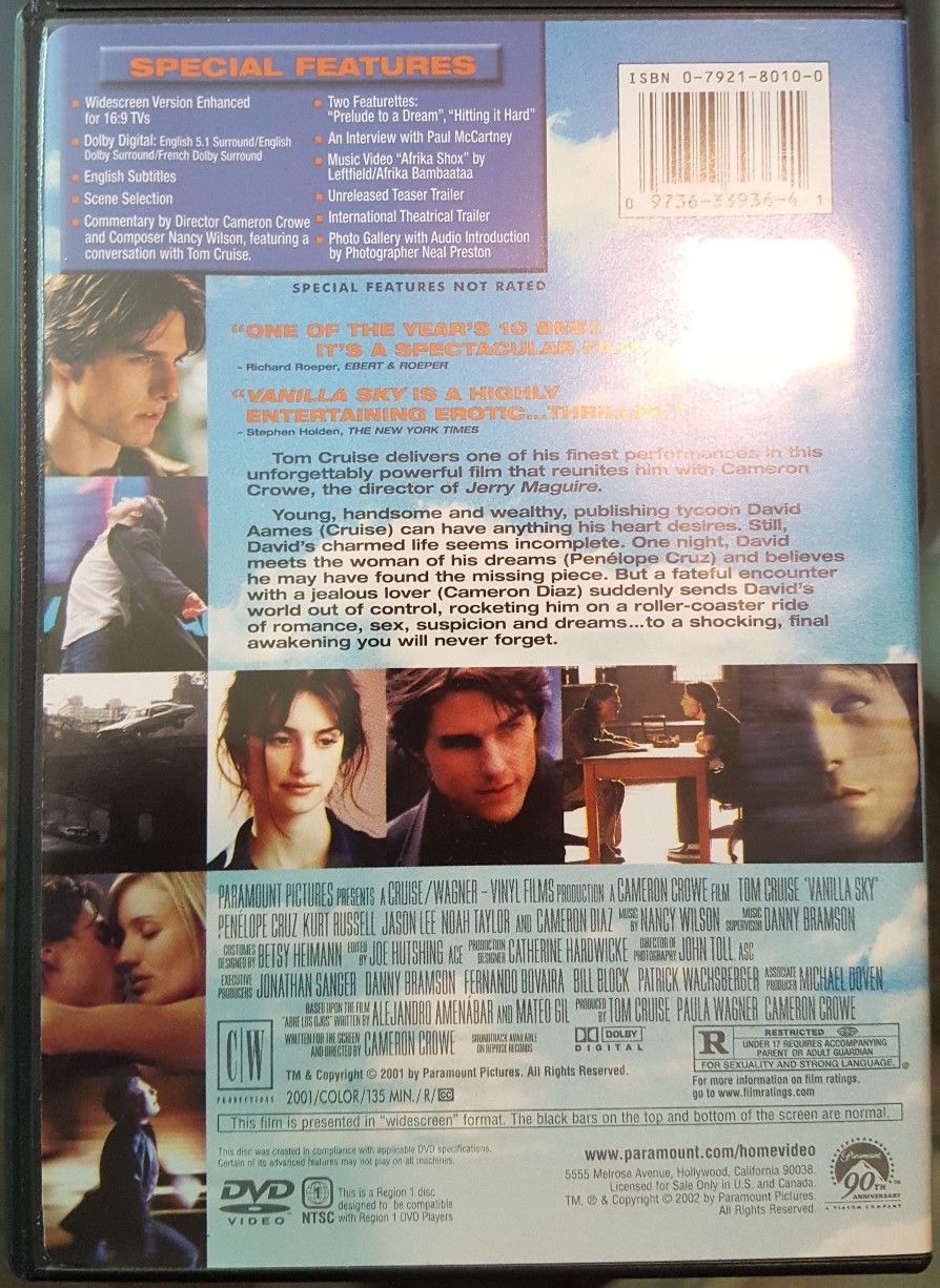 Vanilla Sky Movie 02 Dvd Hobby Spirit